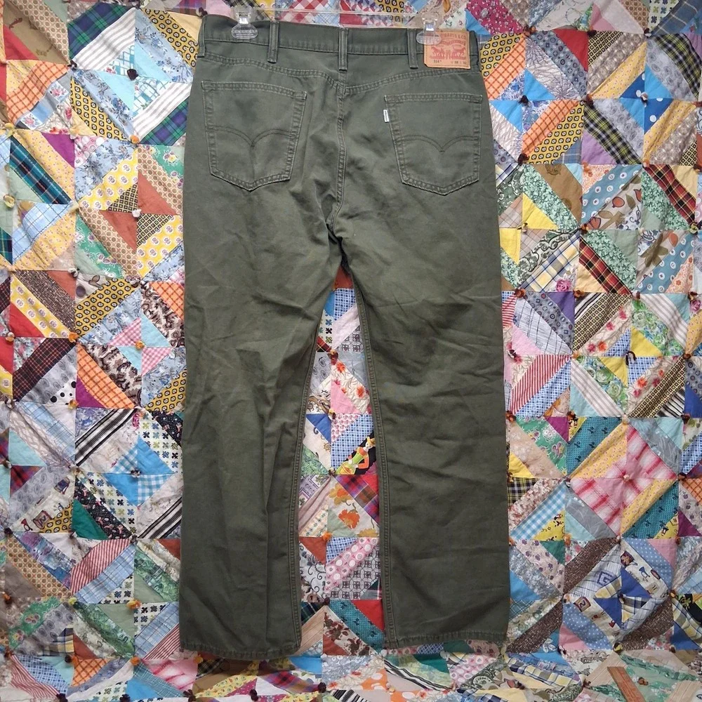 Levi's 514 Straight Fit Pants Mens 38x32 Olive Green Cotton Canvas Workwear